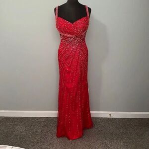 Alfred Angelo Red Sequin Beaded Gown